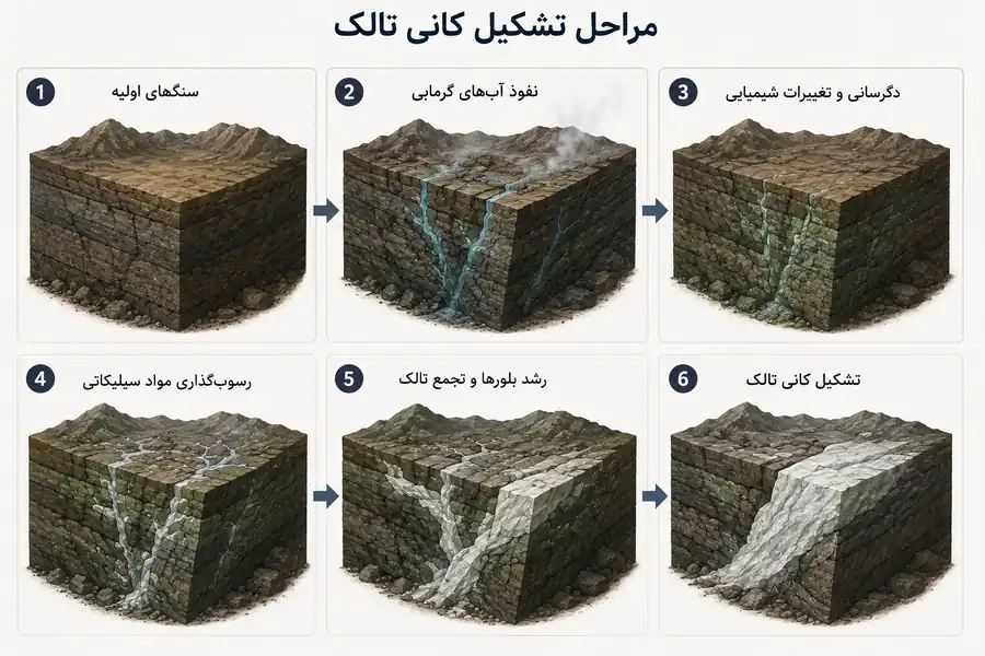 روش تشکیل کانی تالک