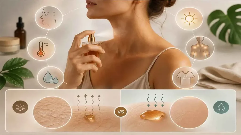 عطر روی بدن