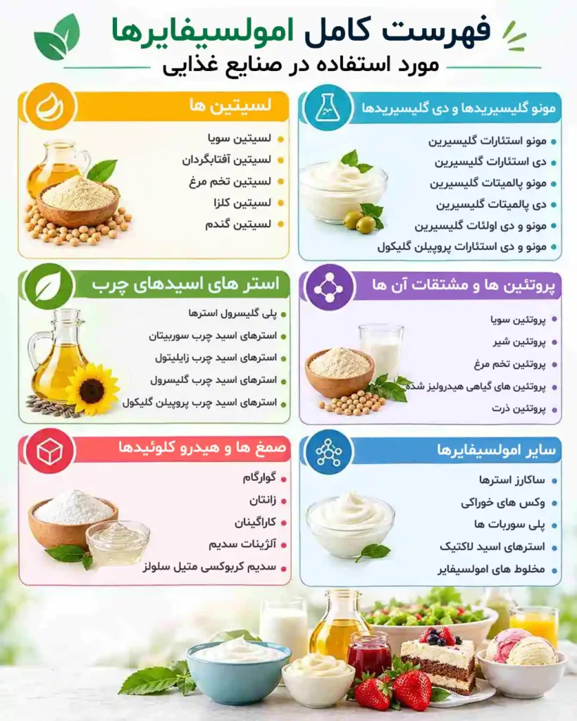 فهرست کامل امولسیفایرها