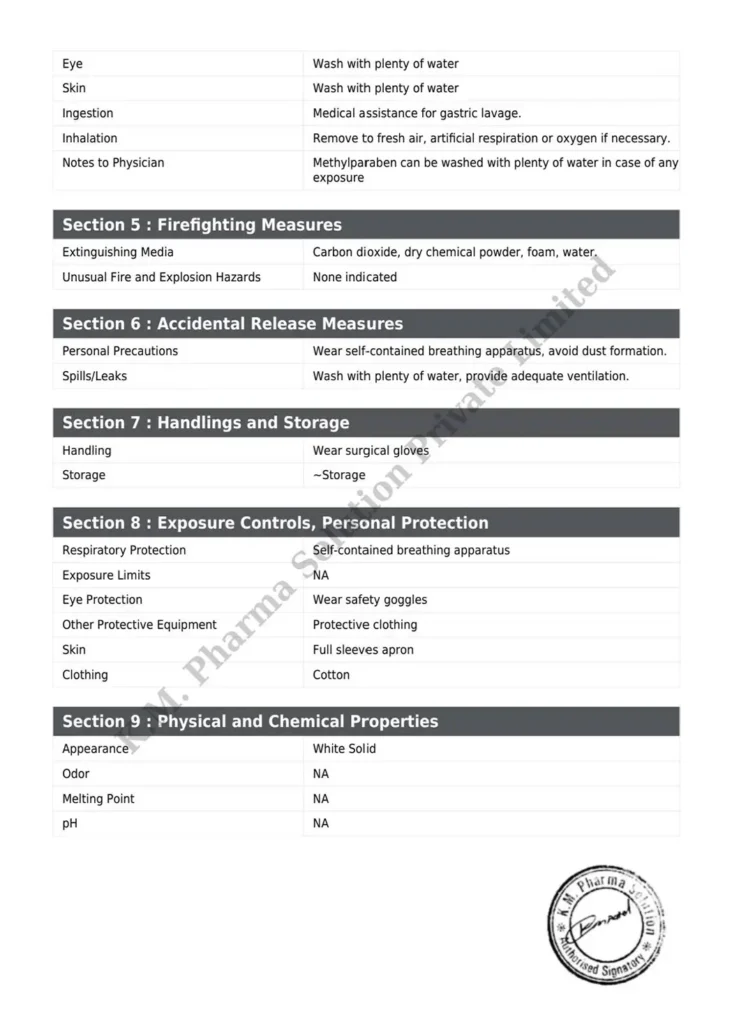 Methylparaben msds 2