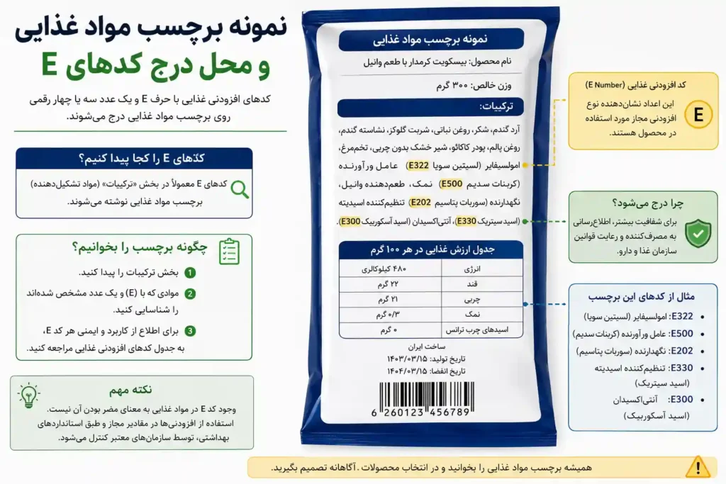 نمونه برچسب مواد غذایی