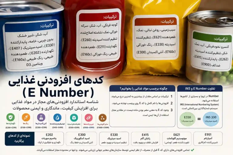 کدهای افزودنی غذایی (E Number) چیست؟ راهنمای کامل کدهای E